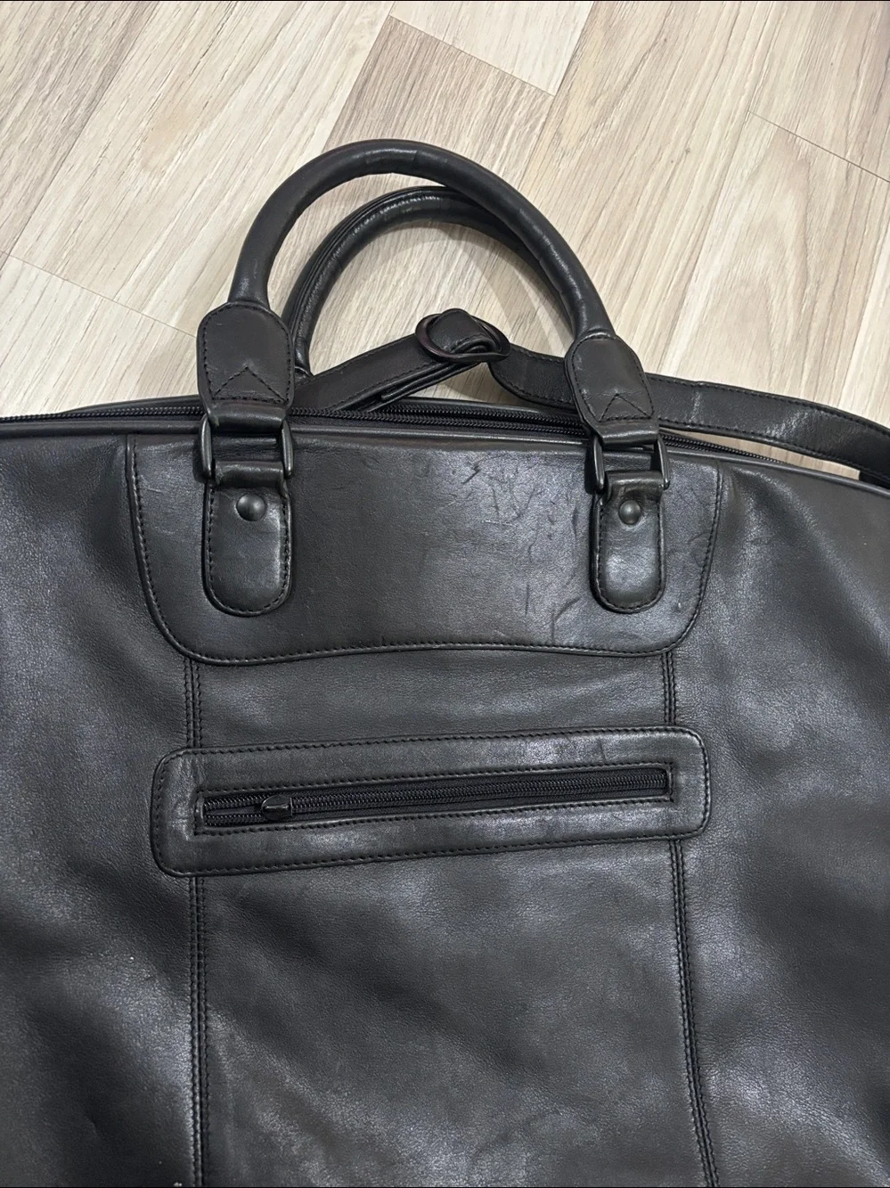 Marco Polo Club Black Leather Men’s Garment Bag‎ - Classic Travel Brief